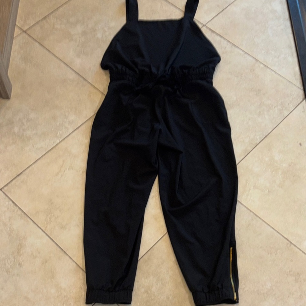Albion Classic Overall Jumpsuit Size XL Black Elastic Waist Adjustable Straps